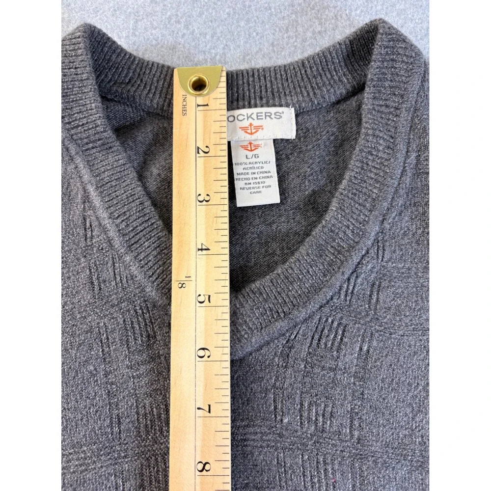 Dockers Mens V-Neck Sweater Vest Gray‎ Textured Knit Sleeveless Pullover Large